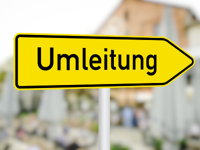 Zufahrt zum Liebesbier über Umleitung